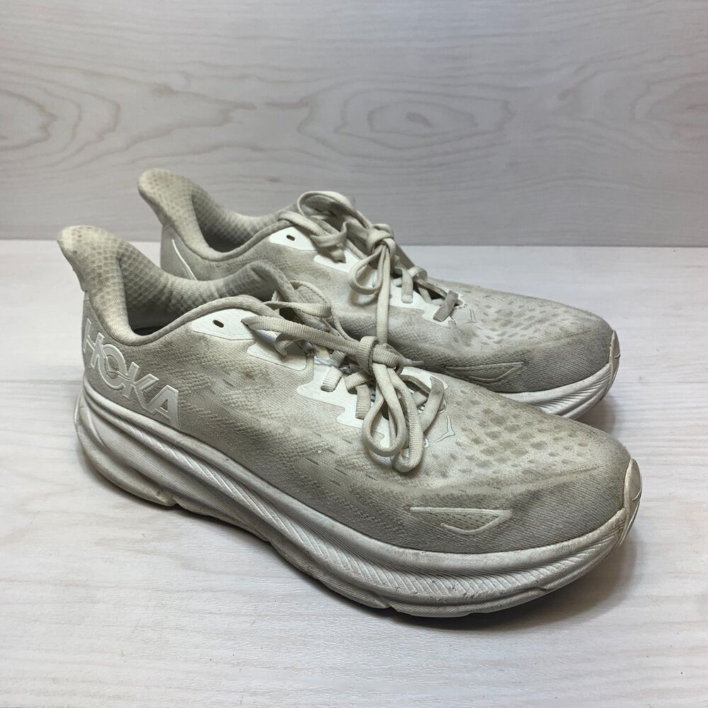 Hoka One One Clifton 9 Running Shoes Women's Size 10.5‎ White Walking Trainers